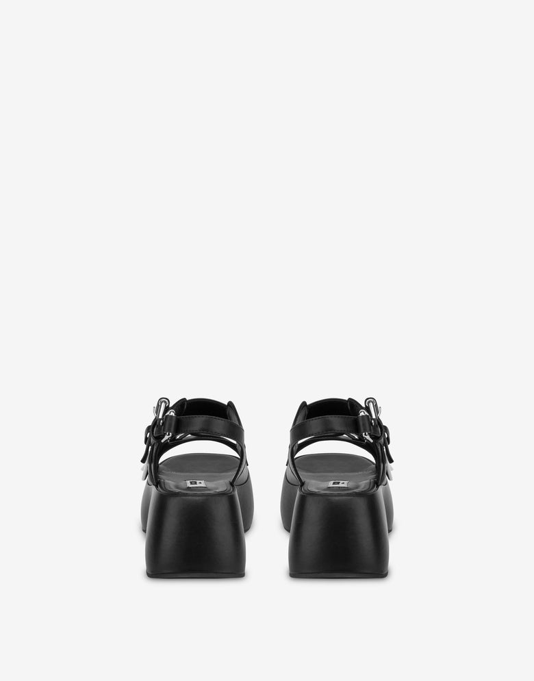 Platform sandals in calfskin Moschino Pins Black Moschino 4