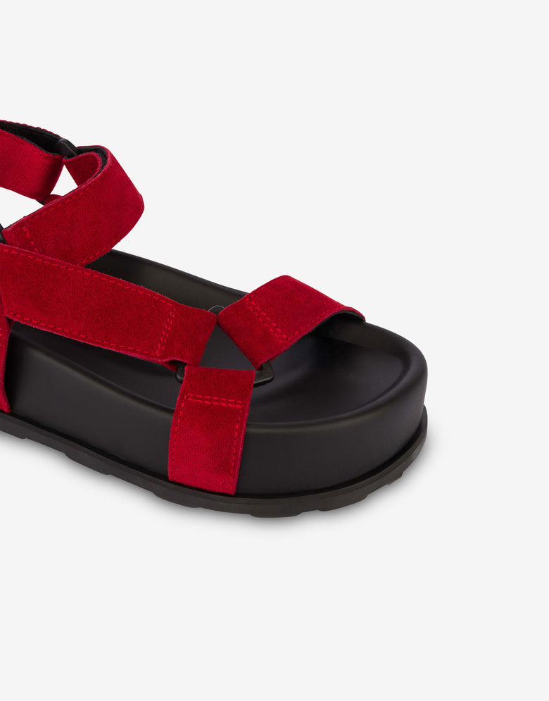 Suede sandals Red Moschino 3