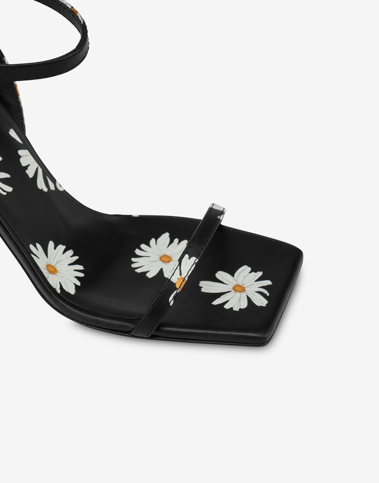 Hohe Sandalen mit Margaritenmuster Schwarz Moschino 3