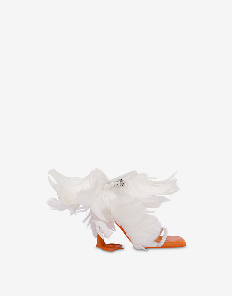 Sandalen mit Entenfedern Weiß Moschino 1