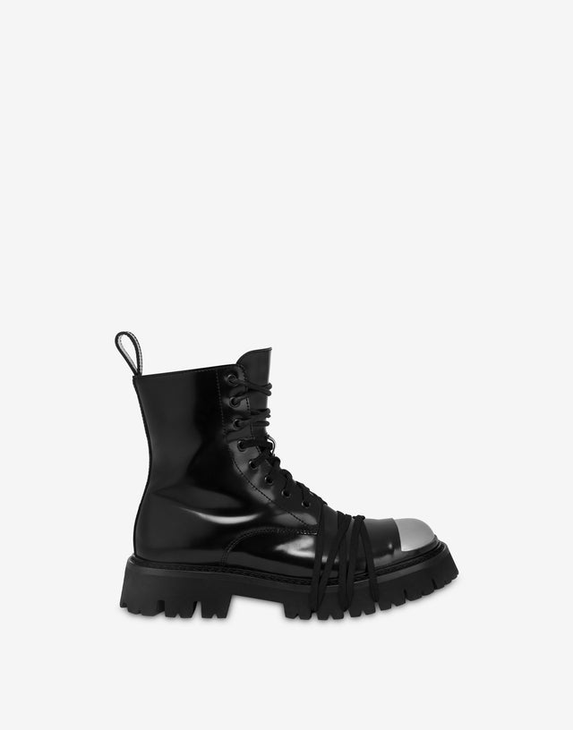 Combat boot in calfskin Black Moschino 1