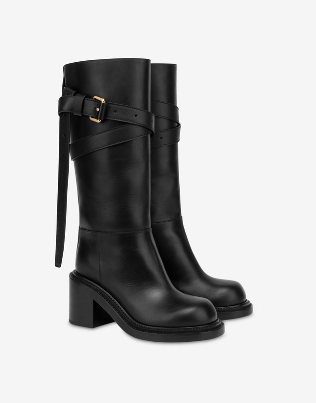 Botas de piel de becerro Negro Moschino 0