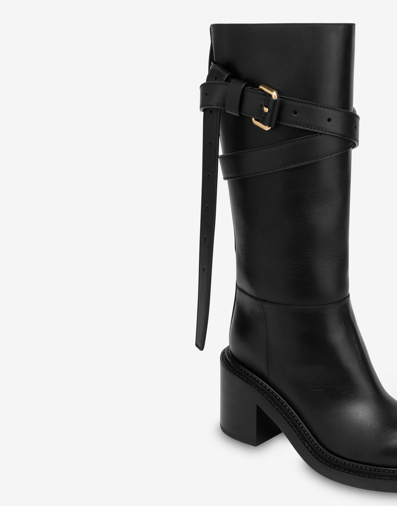 Stivali in vitello Nero Moschino 3