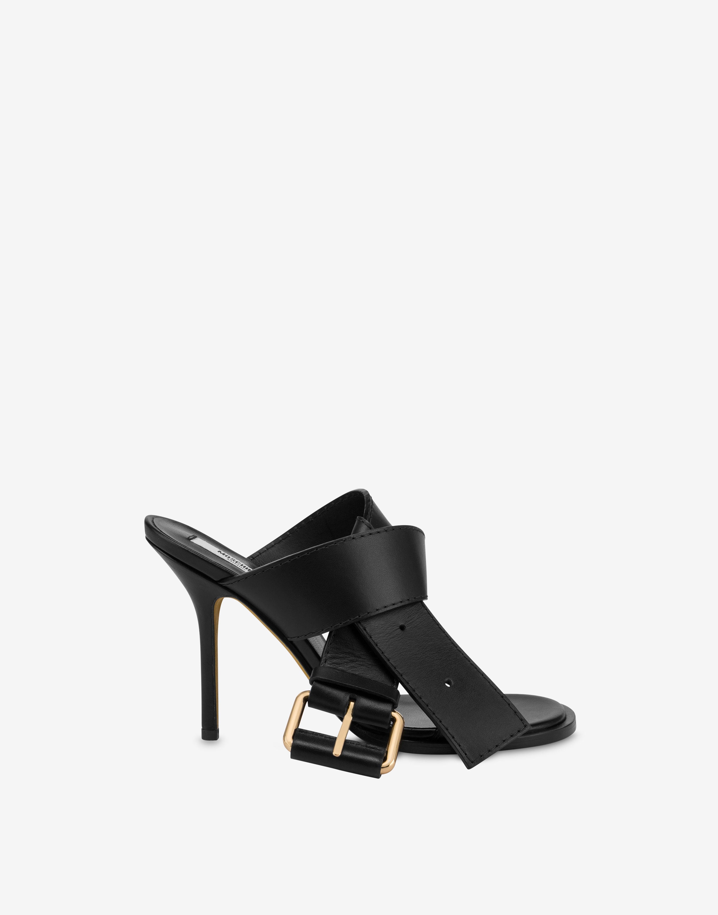 シューズ・サンダルその他 MOSCHINO Women Sandals JA28042G1CI13000 Black Belted Up Calf Sandals | Moschino
