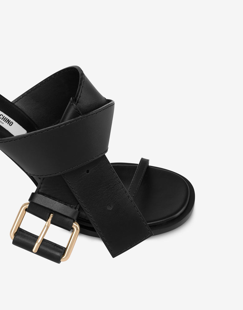 Sandalen mit Schnallen Kalbsleder Schwarz Moschino 3