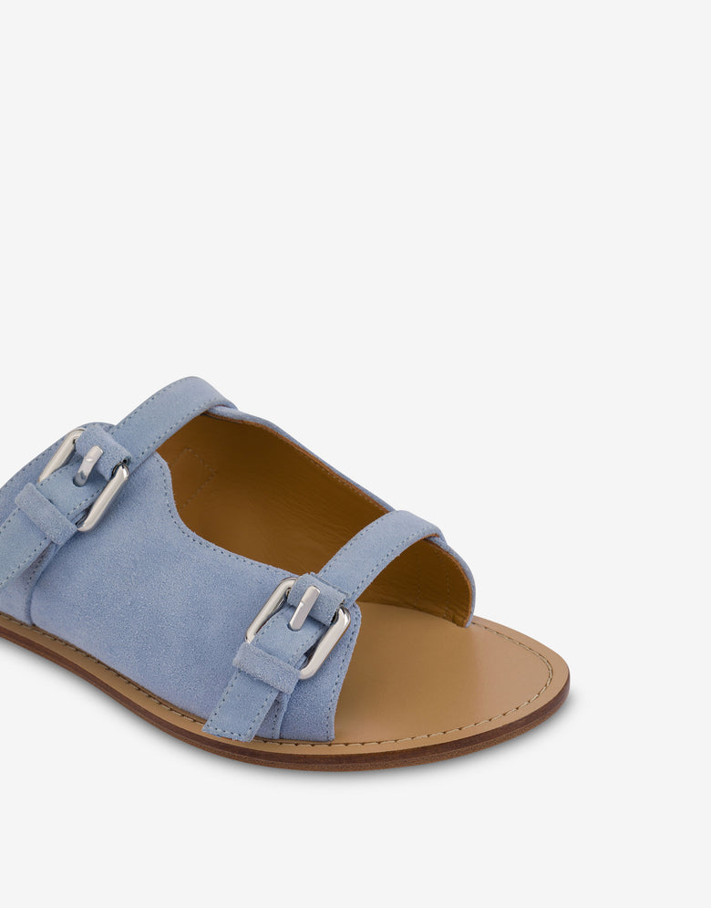 Flat Moschino Buckle Sandals Azure Moschino 3