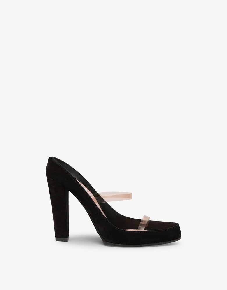 Sandalias altas de ante y PVC Negro Moschino 1