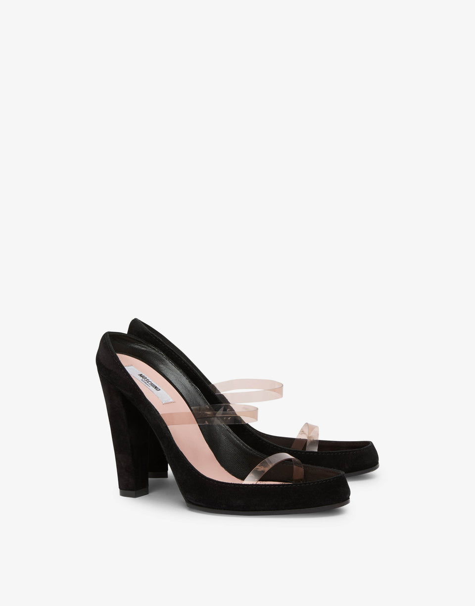 Sandalias altas de ante y PVC Negro Moschino 0