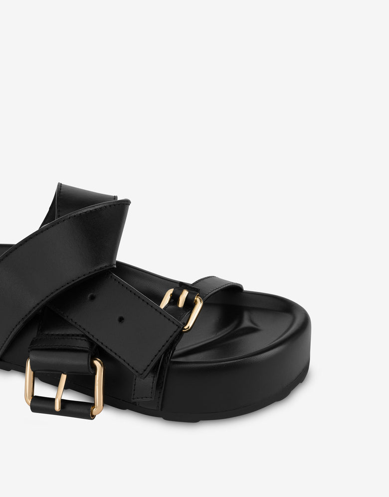 Keilsandalen mit Schnallen Schwarz Moschino 3