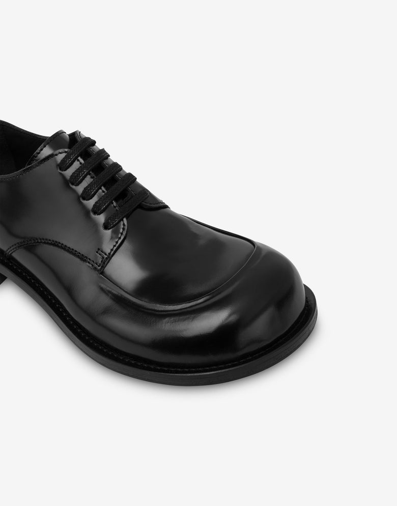 Brushed calfskin derby Black Moschino 3