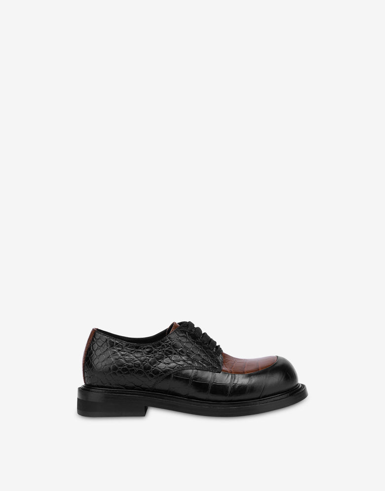 Derby in vitello spazzolato bicolore Nero Moschino 1