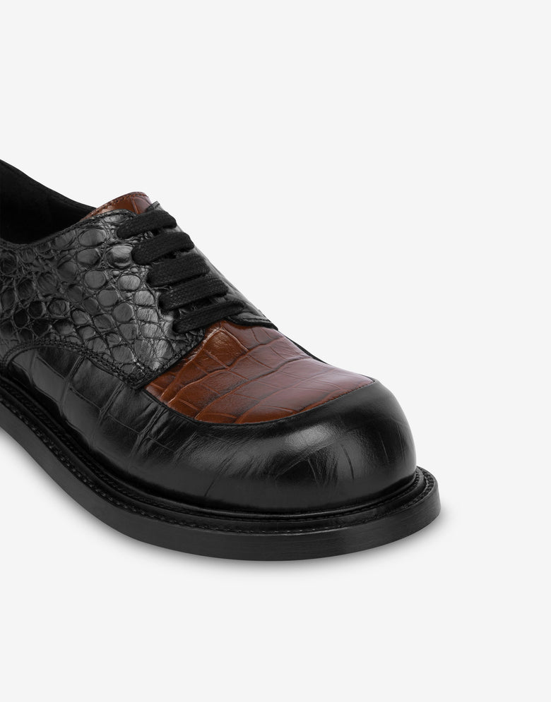 Derby in vitello spazzolato bicolore Nero Moschino 3