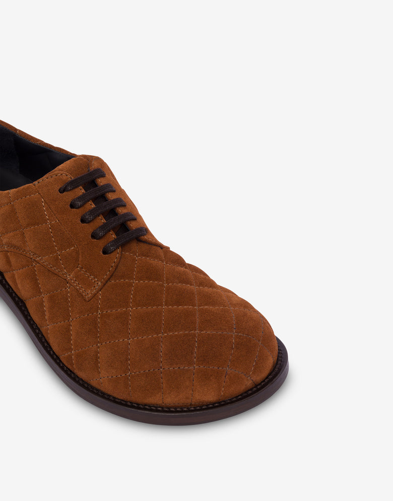 Quilted suede derby Brown Moschino 3