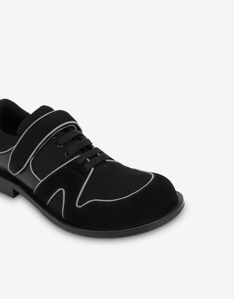 Derby in vitello, suede e rete Nero Moschino 3