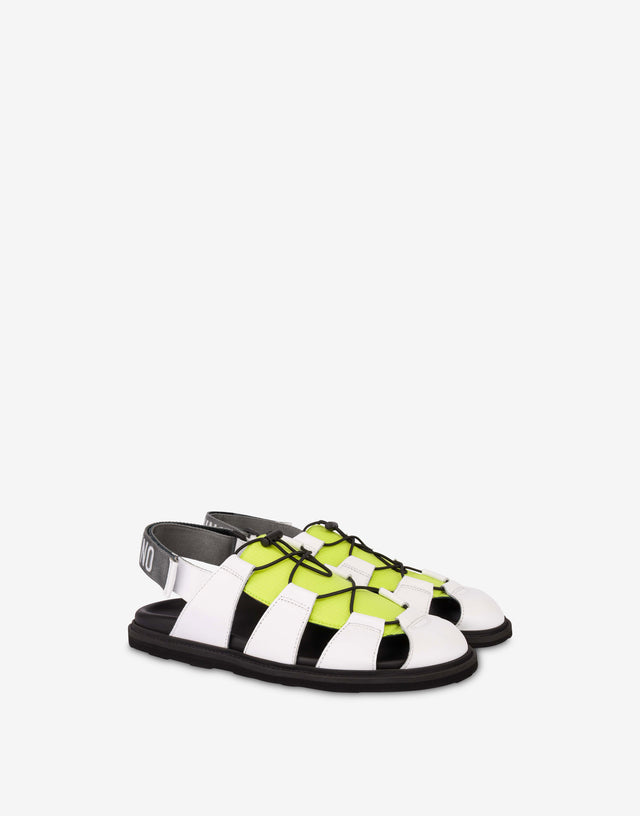 Calfskin and nylon sandals White Moschino 0