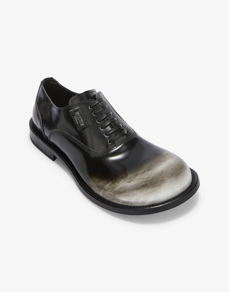Derby en cuir de veau brossé bicolore Noir Moschino 3