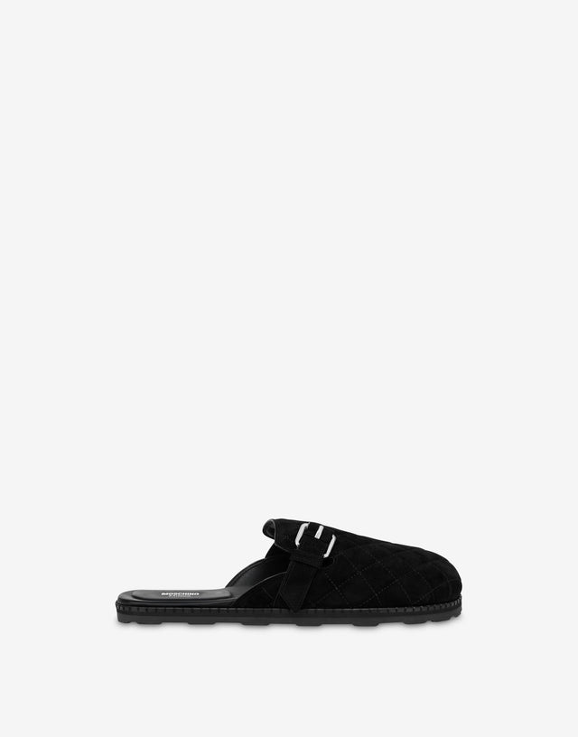 Quilted suede sabot Black Moschino 0