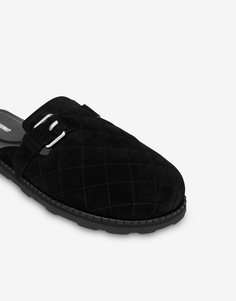 Quilted suede sabot Black Moschino 2
