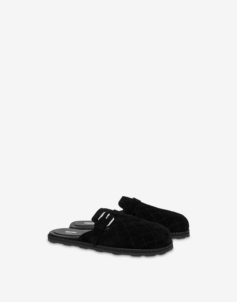 Quilted suede sabot Black Moschino 3