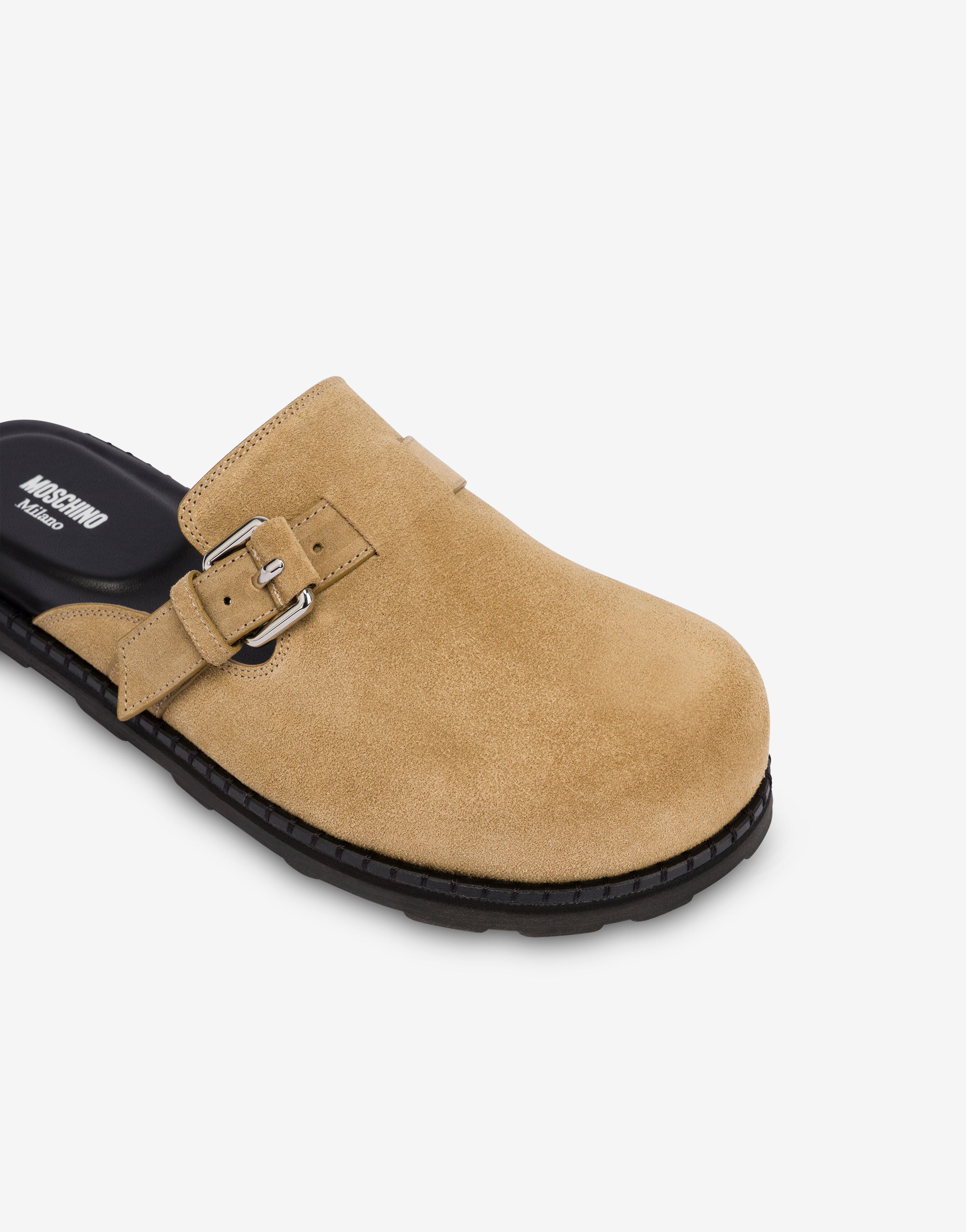 サンダル Moschino SS25 Moschino Sandals Beige (MB10152G0M GF010B) Suede sabot with strap | Moschino