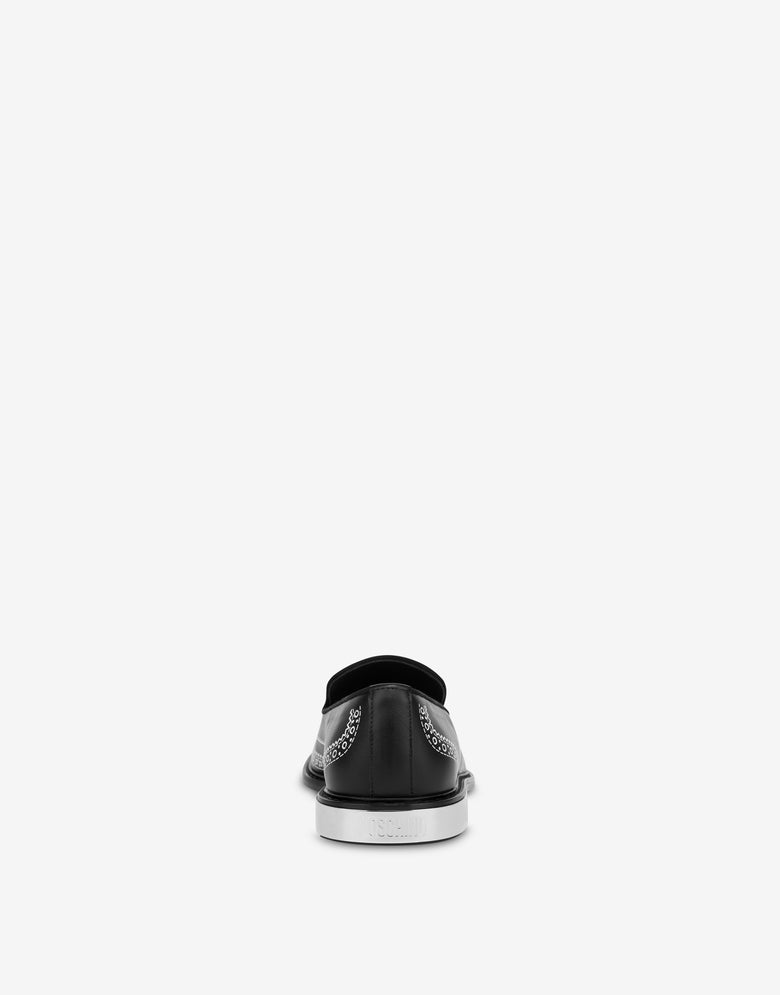 Moccasins in printed calfskin Black Moschino 2