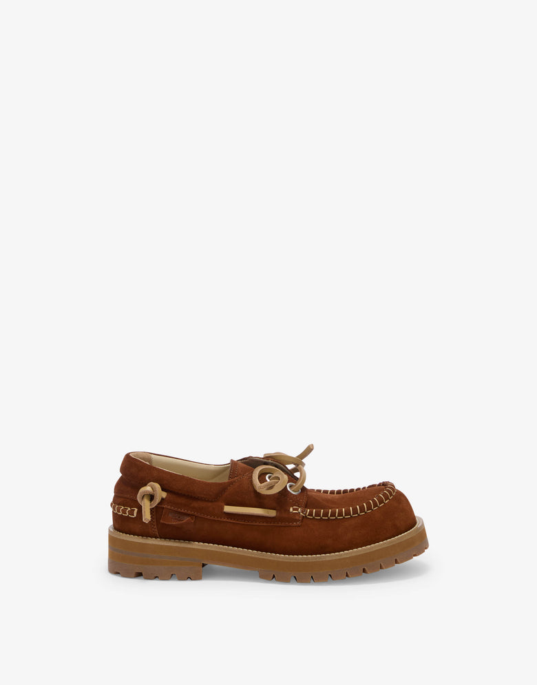 Mocassini da barca in suede Marrone Moschino 1