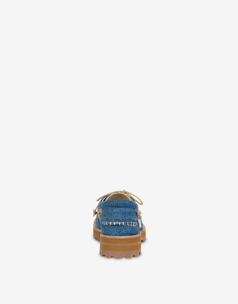 Mocassini da barca in denim Blu Denim Moschino 2