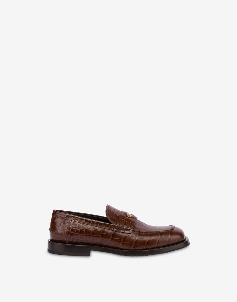 Mocassini in vitello stampa cocco Marrone Moschino 1