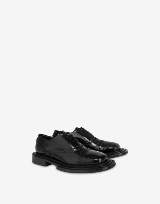 Brushed calfskin Derby shoes Black Moschino 0