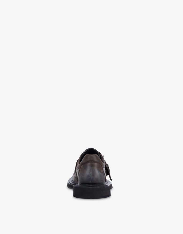 Aged calfskin Derby shoes Dark brown Moschino 2