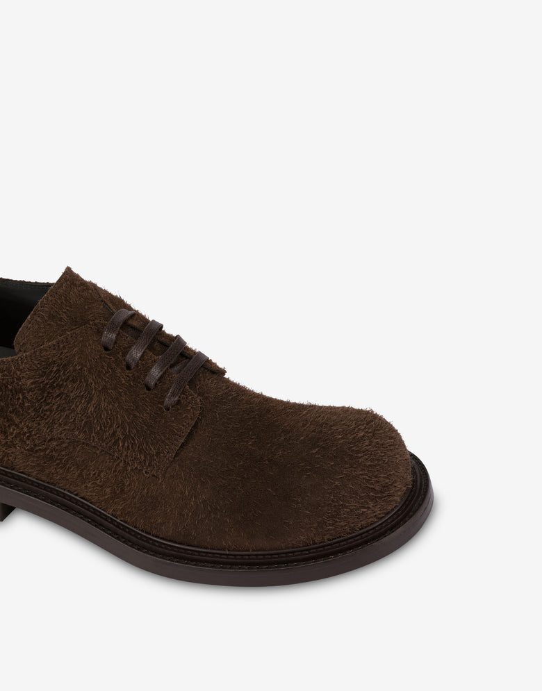 Derby en daim Oliver Marron foncé Moschino 3