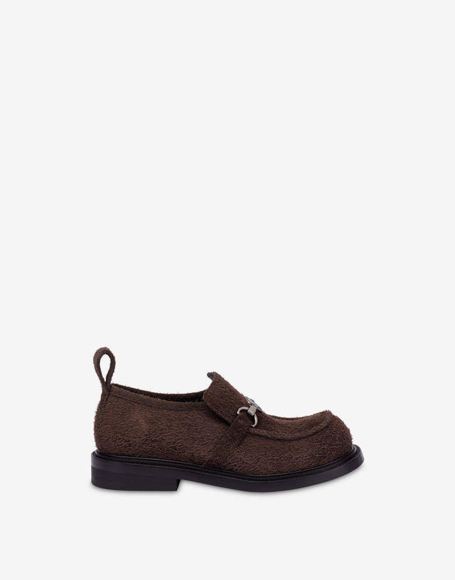 Suede college loafers Dark brown Moschino 1