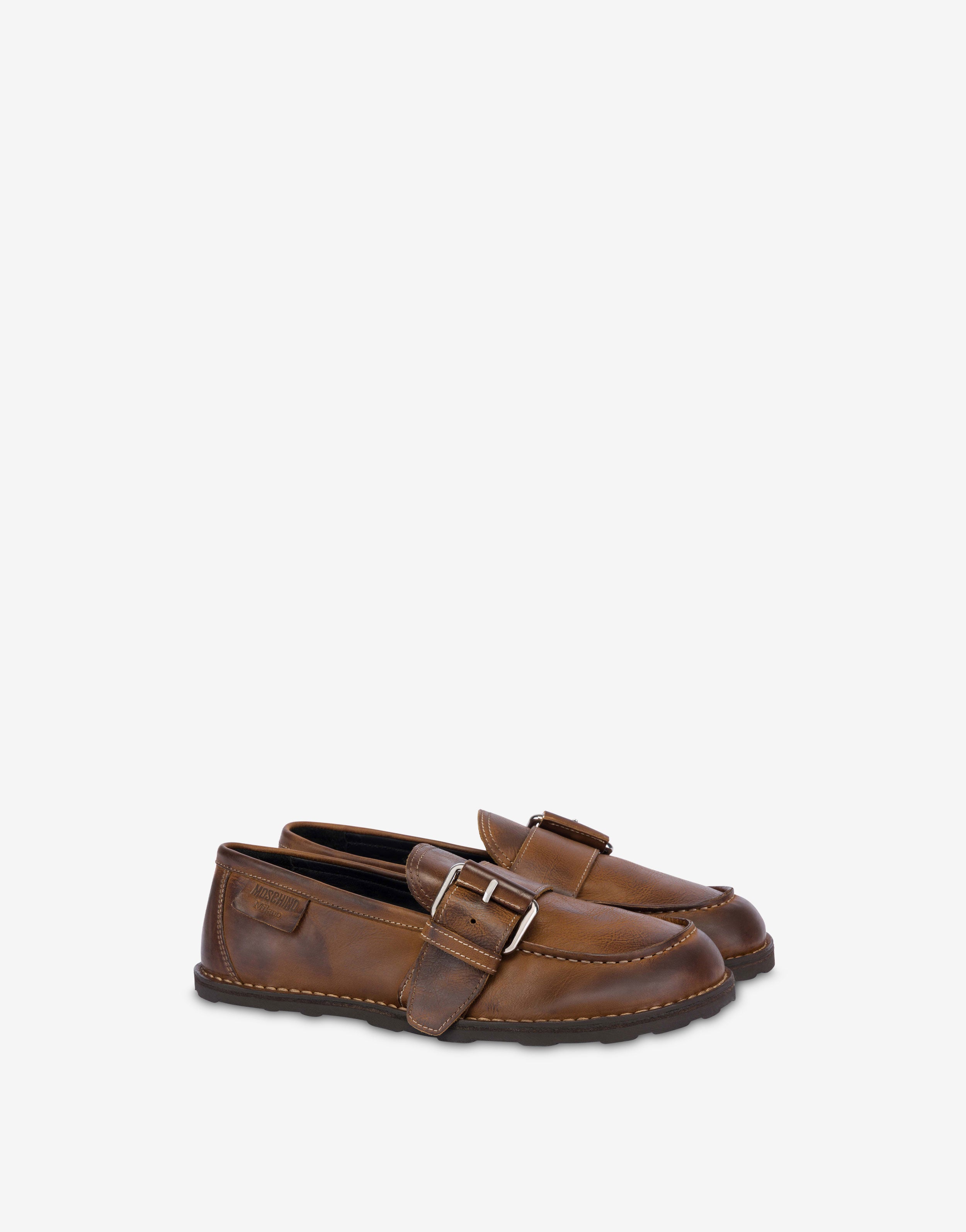 Mocassins en cuir de veau vieilli
