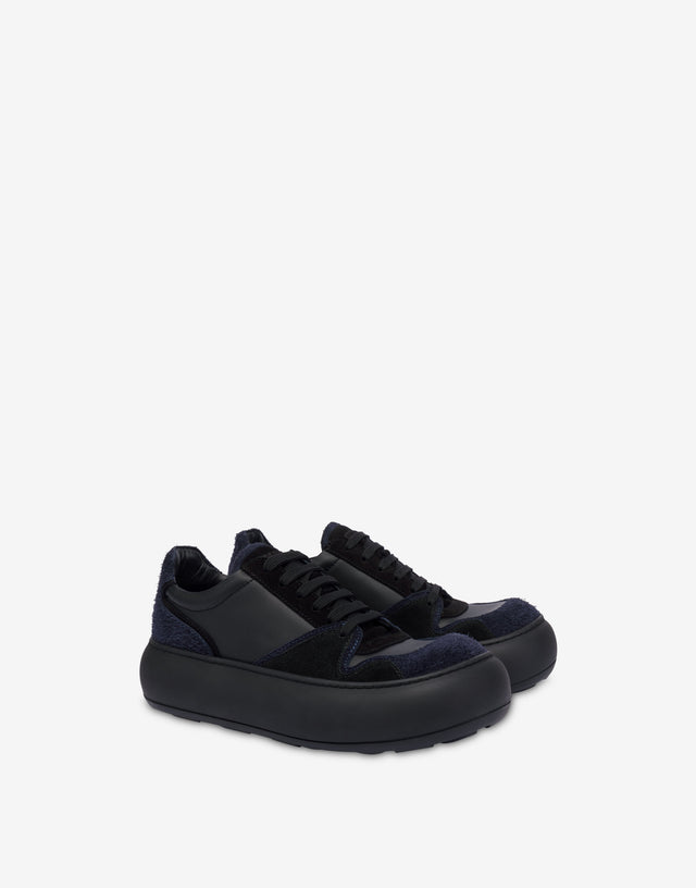Suede and calfskin trainers Black Moschino 0