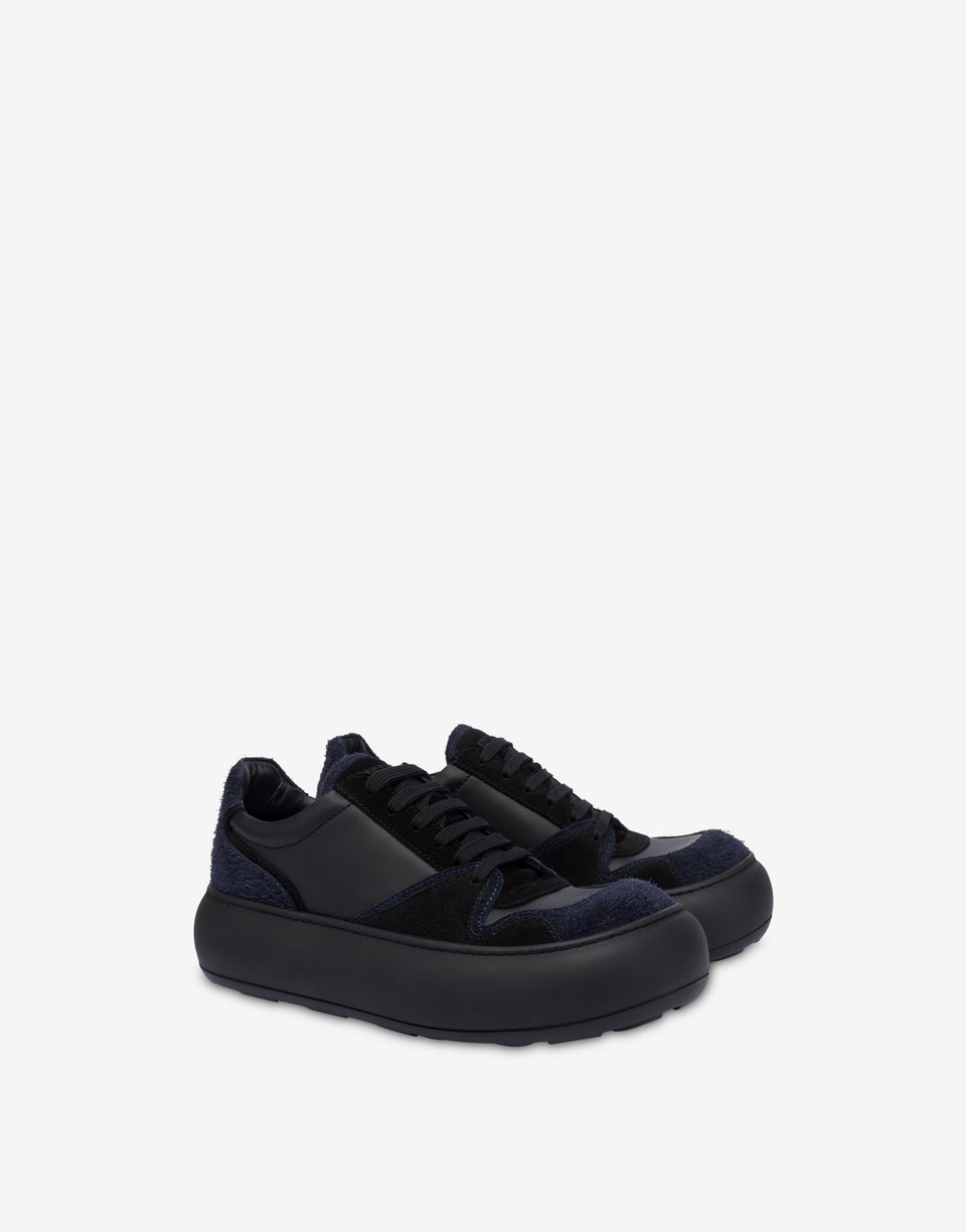 Suede and calfskin trainers Black Moschino 0