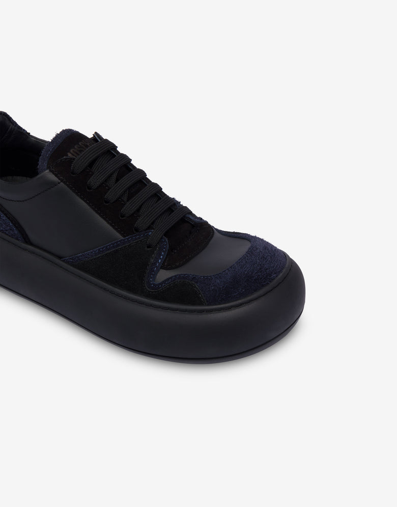 Suede and calfskin trainers Black Moschino 3