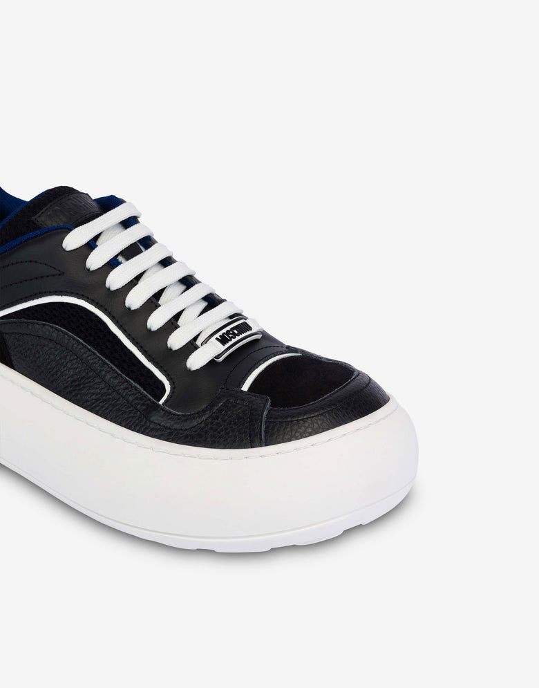 网面、小牛皮与麂皮运动鞋 黑色 Moschino 3