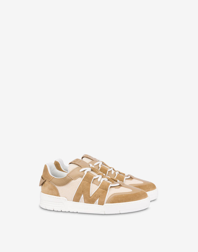 Calfskin and suede trainers Beige Moschino 0