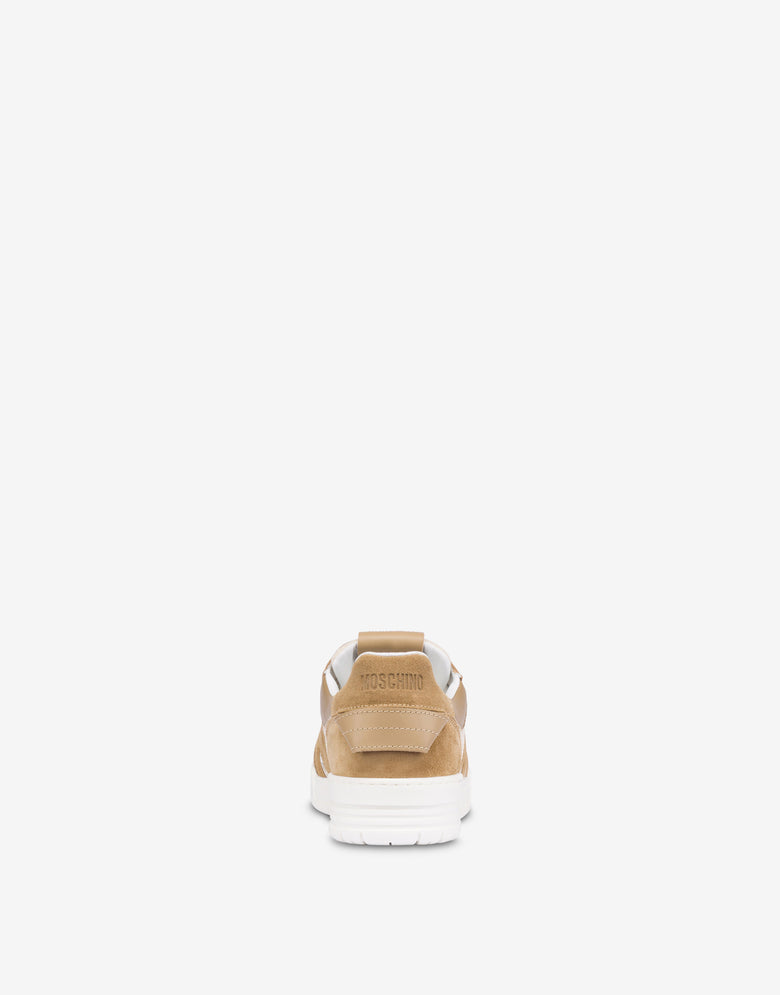 Calfskin and suede trainers Beige Moschino 2