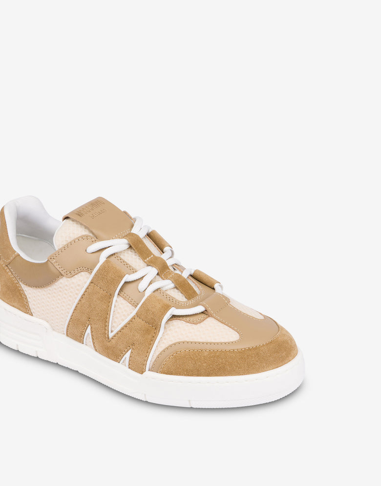 Calfskin and suede trainers Beige Moschino 3