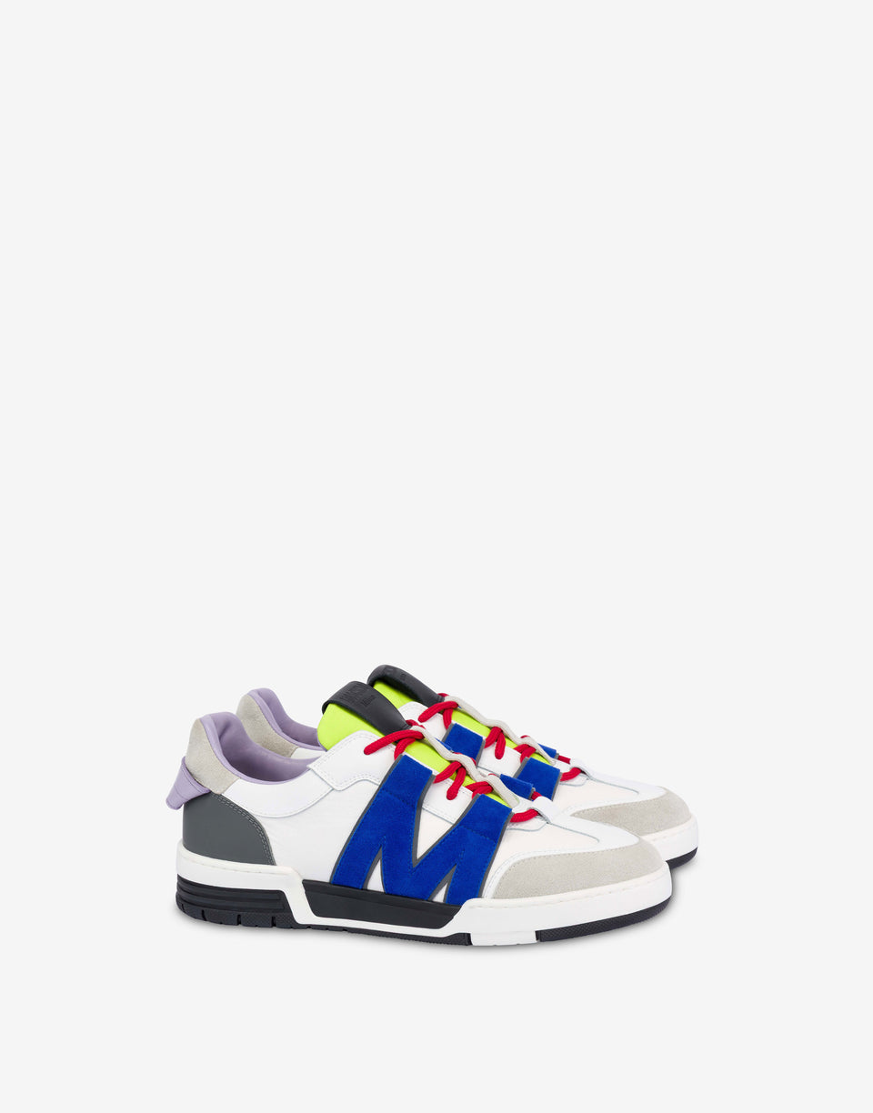 Sneakers in vitello e suede Bianco Moschino 0