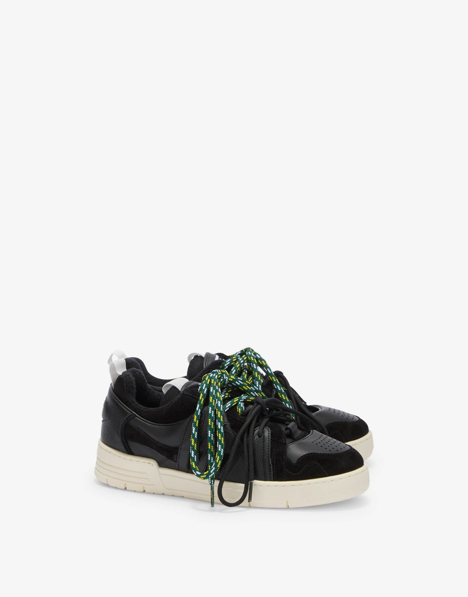 Sneakers in vitello e suede Nero Moschino 0