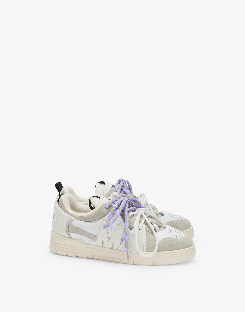 Sneakers in vitello e suede Bianco Moschino 0