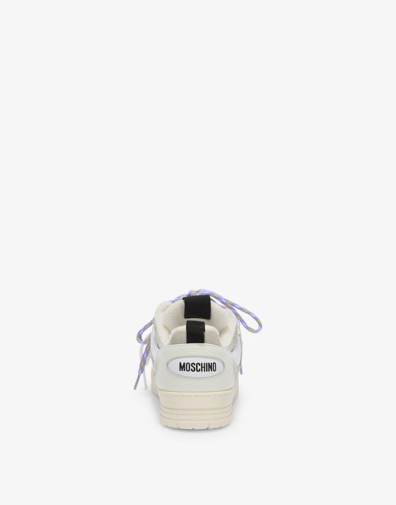 Sneakers in vitello e suede Bianco Moschino 2