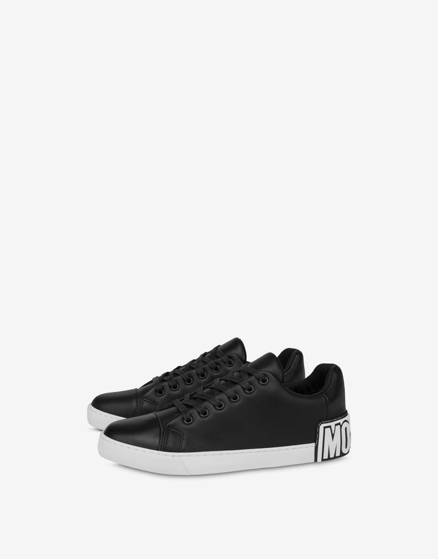 Sneakers in vitello Maxi Logo Nero Moschino 0