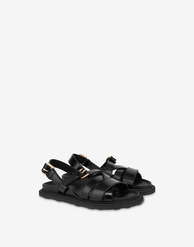 Brushed calfskin sandals Black Moschino 0