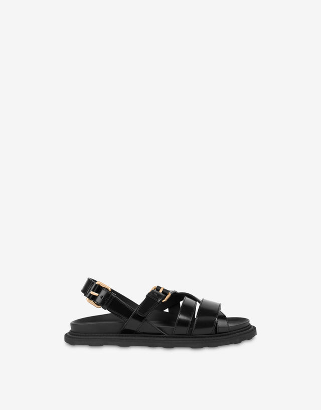 Brushed calfskin sandals Black Moschino 1