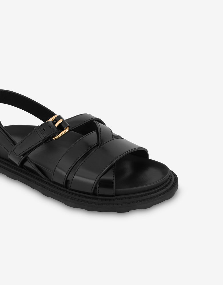 Brushed calfskin sandals Black Moschino 3