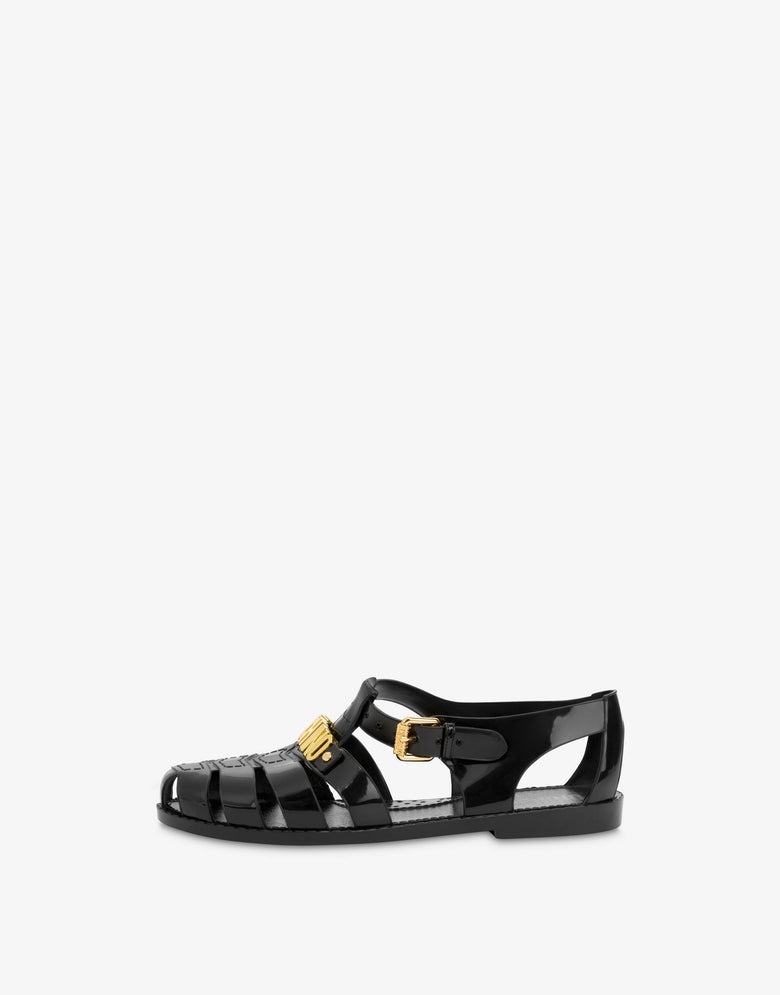 Jelly sandals with Lettering logo Black Moschino 1