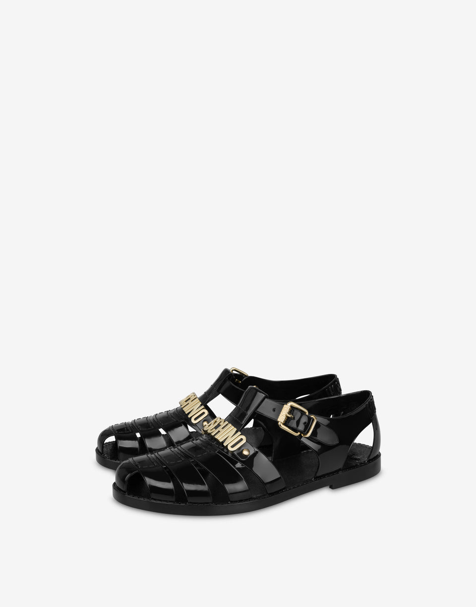 Sandali Jelly Lettering Logo Nero Moschino 0